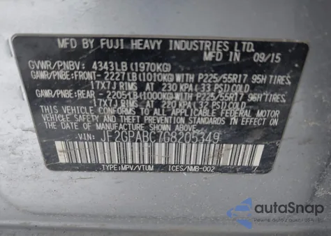 2016 Subaru Crosstrek 2.0I Premium from USA, damaged, VIN JF2GPABC7G8205349